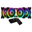 Set 4 ventilatoare Gamdias Aeolus M2 1204R 120mm iluminare RGB