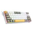 Tastatura Bluetooth si cu fir gaming mecanica Redragon Draconic Pro alba taste albe gri si galbene iluminare RGB