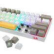 Tastatura Bluetooth si cu fir gaming mecanica Redragon Draconic Pro alba taste albe gri si galbene iluminare RGB