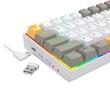 Tastatura Bluetooth si cu fir gaming mecanica Redragon Draconic Pro alba taste albe gri si galbene iluminare RGB