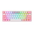 Tastatura gaming mecanica Bluetooth cu fir si wireless Redragon Fizz Pro alba cu roz iluminare RGB switch-uri rosii