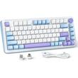Tastatura gaming mecanica Bluetooth cu si fara fir Redragon Cyrus Pro alba cu mov iluminare RGB