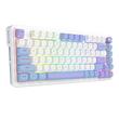 Tastatura gaming mecanica Bluetooth cu si fara fir Redragon Cyrus Pro alba cu mov iluminare RGB
