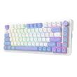 Tastatura gaming mecanica Bluetooth cu si fara fir Redragon Cyrus Pro alba cu mov iluminare RGB