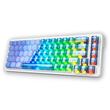 Tastatura gaming mecanica Redragon Nova Magnetic alba cu albastru si taste transparente iluminare RGB