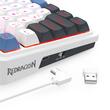 Tastatura gaming mecanica Bluetooth cu si fara fir Redragon Galatin Pro alba cu albastru iluminare RGB
