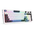 Tastatura gaming mecanica Bluetooth cu si fara fir Redragon Galatin Pro alba cu albastru iluminare RGB