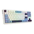 Tastatura gaming mecanica Bluetooth cu si fara fir Redragon Antonium Pro alba cu albastru iluminare RGB