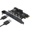 Adaptor PCI-express Orico PVU3-5O2I 5 Port-uri USB 3.0 PCI-Express Card