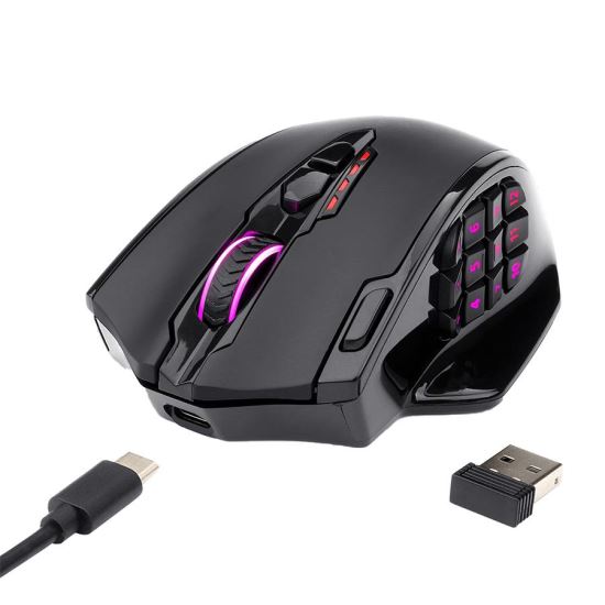 Mouse gaming wireless Redragon Impact Elite negru iluminare RGB