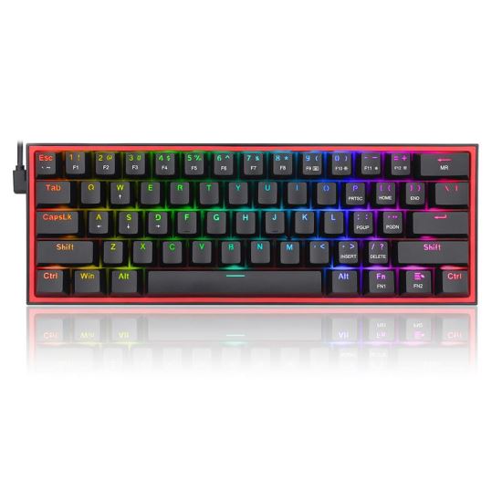 Tastatura gaming mecanica Redragon Fizz neagra iluminare RGB switch-uri rosii