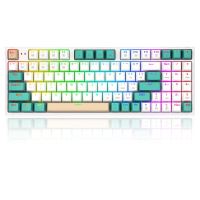 Tastatura gaming mecanica Redragon Kitava alba cu verde iluminare RGB switch-uri