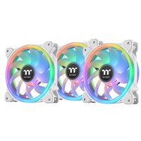 Set 3 ventilatoare Thermaltake Swafan 12 120mm albe iluminare aRGB