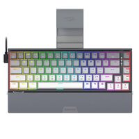 Tastatura gaming mecanica Bluetooth cu si fara fir Redragon Shaco PRO gri iluminare RGB