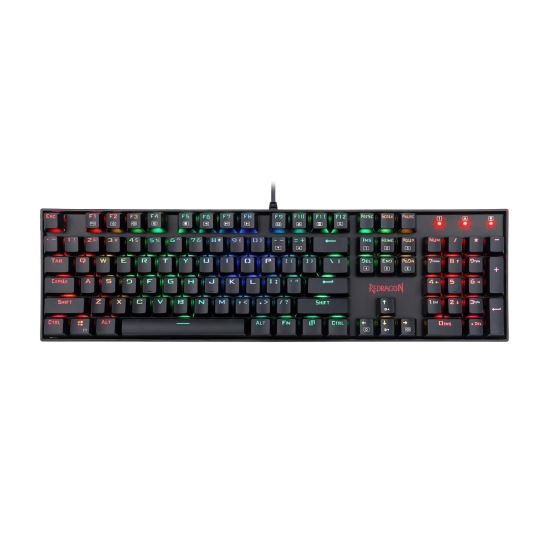 Tastatura gaming mecanica Redragon Mitra neagra iluminare RGB switch-uri rosii