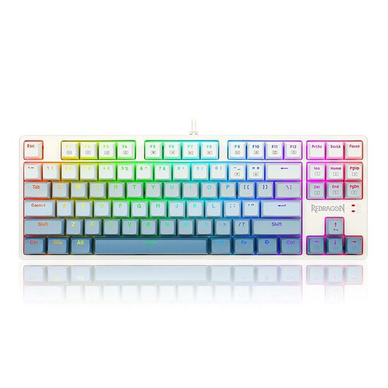 Tastatura gaming mecanica Redragon Cass iluminare RGB alba cu gri