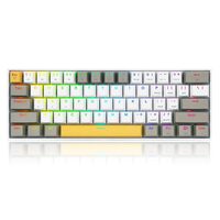 Tastatura Bluetooth si cu fir gaming mecanica Redragon Draconic Pro alba taste albe gri si galbene iluminare RGB