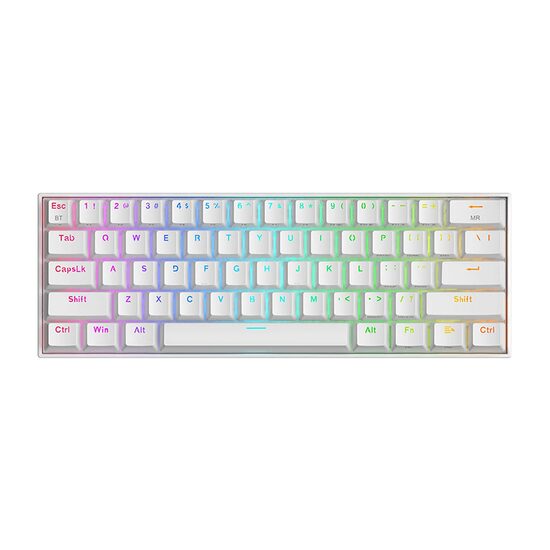 Tastatura Bluetooth si cu fir gaming mecanica Redragon Draconic Pro alba iluminare RGB
