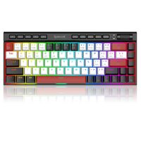 Tastatura gaming mecanica Bluetooth cu si fara fir Redragon Magic-Wand Mini PRO iluminare RGB taste albe negre si rosii