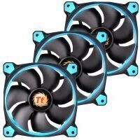 Set 3 ventilatoare Thermaltake Riing 12 High Static Pressure 120mm iluminare albastra