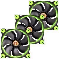Ventilator Thermaltake Riing 12 High Static Pressure 120mm iluminare verde set 3 ventilatoare