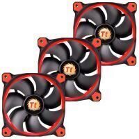 Ventilator Thermaltake Riing 12 High Static Pressure 120mm iluminare rosie set 3 ventilatoare