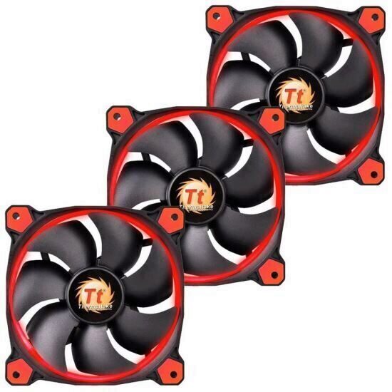 Ventilator Thermaltake Riing 12 High Static Pressure 120mm iluminare rosie set 3 ventilatoare