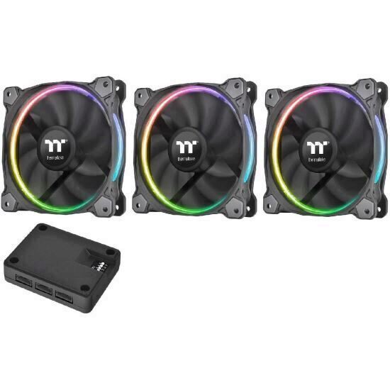 Ventilator Thermaltake Riing 12 RGB Radiator TT Premium Edition 120mm iluminare RGB set 3 ventilatoare