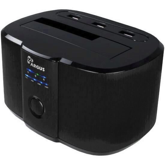 Rack HDD Inter-Tech Argus GD-PD05U USB 3.0 SATA 2.5 sau 3.5 inchcu docking station si Hub USB 3.0 negru