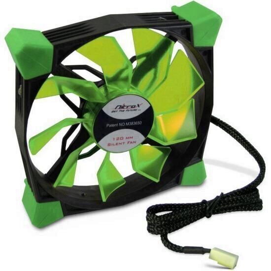 Ventilator Inter-Tech CobaNitrox Xtended N-120-GR 120mm LED verde