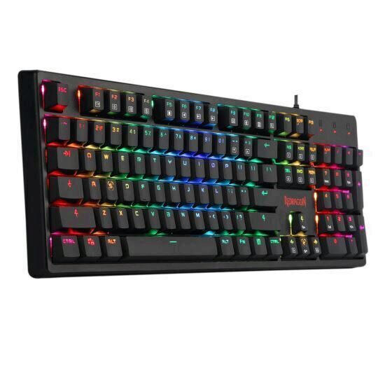 Tastatura gaming mecanica Redragon Kama neagra iluminare RGB switch-uri maro			