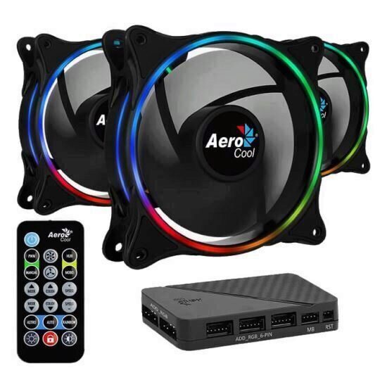 Set 3 ventilatoare Aerocool Eclipse Pro 120mm iluminare aRGB