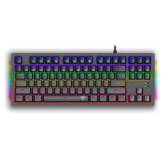 Tastatura gaming mecanica T-Dagger Bali neagra iluminare rainbow switch-uri albastre