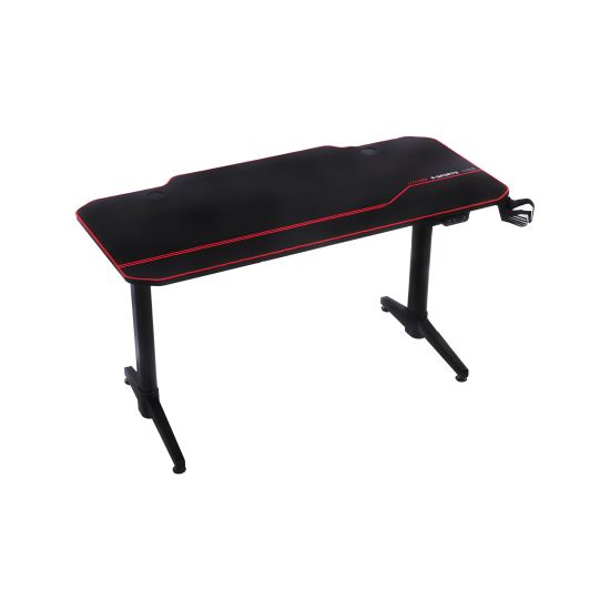 Birou gaming reglabil electric pe inaltime Inaza PowerUp X2 negru cu rosu