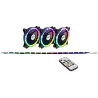 Set 3 ventilatoare Inter-Tech Argus RS-04 120mm si banda LED iluminare RGB