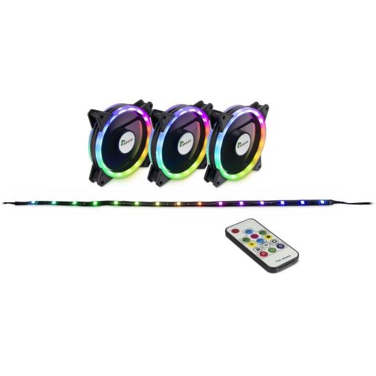 Set 3 ventilatoare Inter-Tech Argus RS-04 120mm si banda LED iluminare RGB