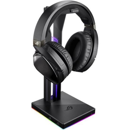 Stand casti ASUS ROG Throne Qi iluminare RGB negru