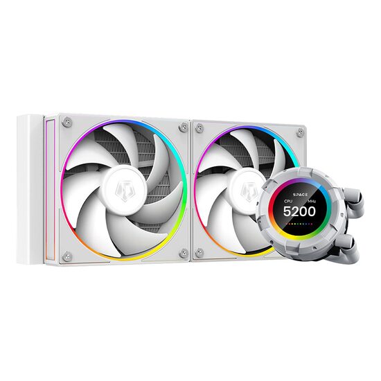 Cooler procesor cu lichid cu display ID-Cooling SL240 alb iluminare aRGB