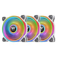 Set 3 ventilatoare Thermaltake Riing Quad 14 140mm albe iluminare aRGB