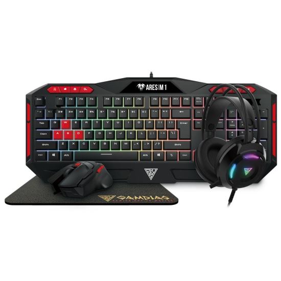 Kit gaming Gamdias Poseidon M2 iluminare RGB negru