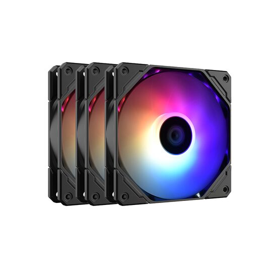 Set 3 ventilatoare ID-Cooling TF-12025 Pro 120mm negru iluminare aRGB