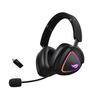 Casti gaming Bluetooth cu fir si wireless ASUS ROG Delta II negre iluminare aRGB