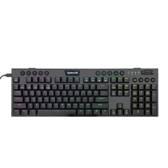 Tastatura gaming mecanica Bluetooth cu fir si wireless Redragon Horus Pro neagra iluminare RGB switch-uri rosii