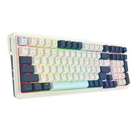 Tastatura gaming mecanica Bluetooth cu si fara fir Redragon Eisa Pro alba cu albastru iluminare RGB