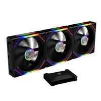Set 3 ventilatoare Gamdias Aeolus P2 1203U 120mm negre iluminare aRGB