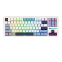 Tastatura gaming mecanica Bluetooth cu si fara fir Redragon Antonium Pro alba cu albastru iluminare RGB