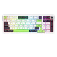 Tastatura gaming mecanica Bluetooth cu si fara fir Redragon Eisa Max alba cu verde iluminare RGB