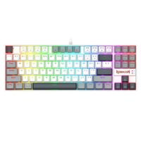 Tastatura gaming mecanica Redragon Kumara alba cu gri iluminare RGB switch-uri rosii