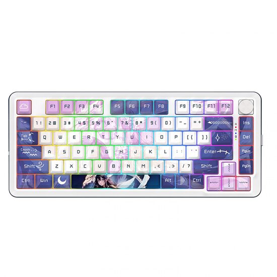 Tastatura gaming mecanica Bluetooth cu si fara fir Redragon Cyrus Pro Anime alba iluminare RGB