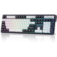 Tastatura gaming mecanica Bluetooth cu si fara fir Redragon Antonium Pro 108 neagra cu alb iluminare RGB